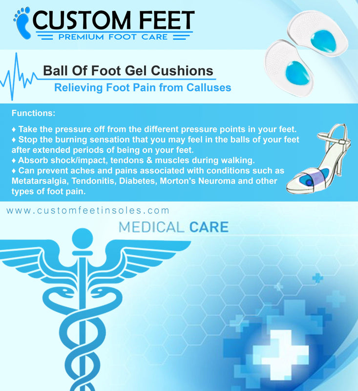 Ball Of Foot Gel Cushions – Foot Pain Reliever From Calluses And Corns - Custom Feet Insoles