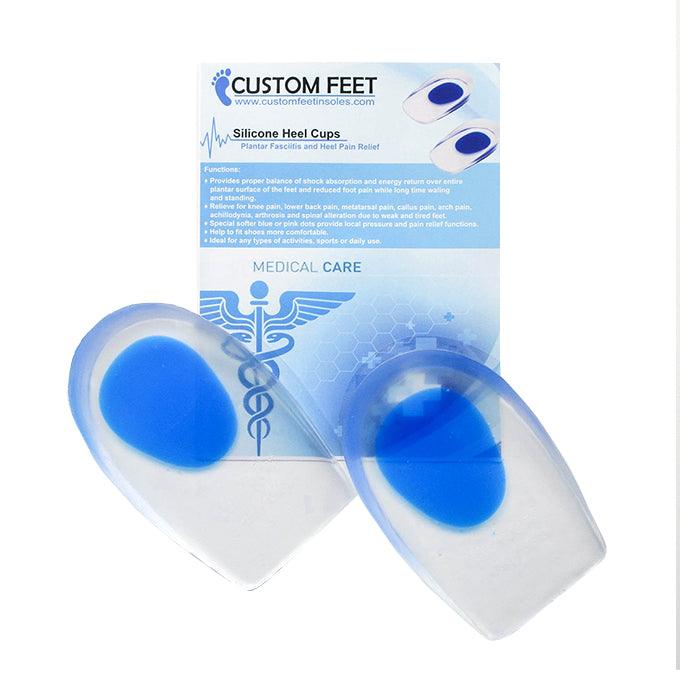 Silicone Heel Cups - Plantar Fasciitis and Heel Pain Relief - Custom Feet Insoles