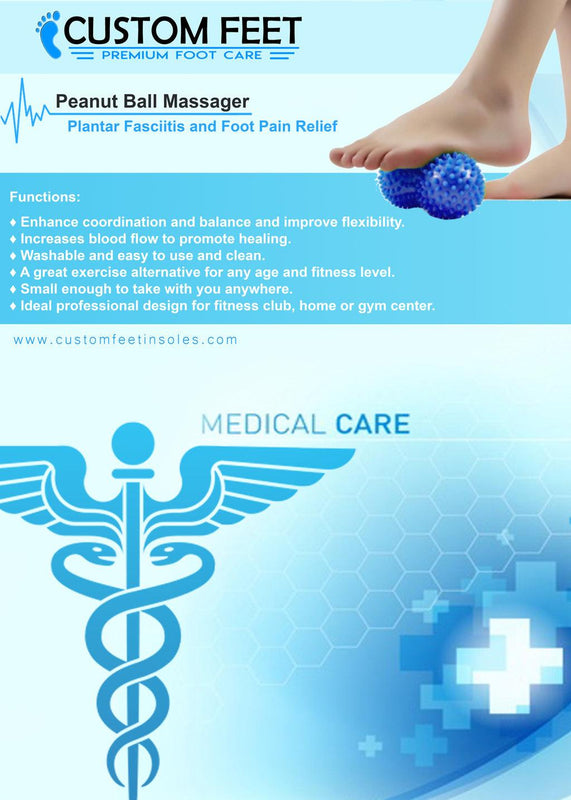 Peanut Ball Massager - Plantar Fasciitis and Foot Pain Relief - Custom Feet Insoles