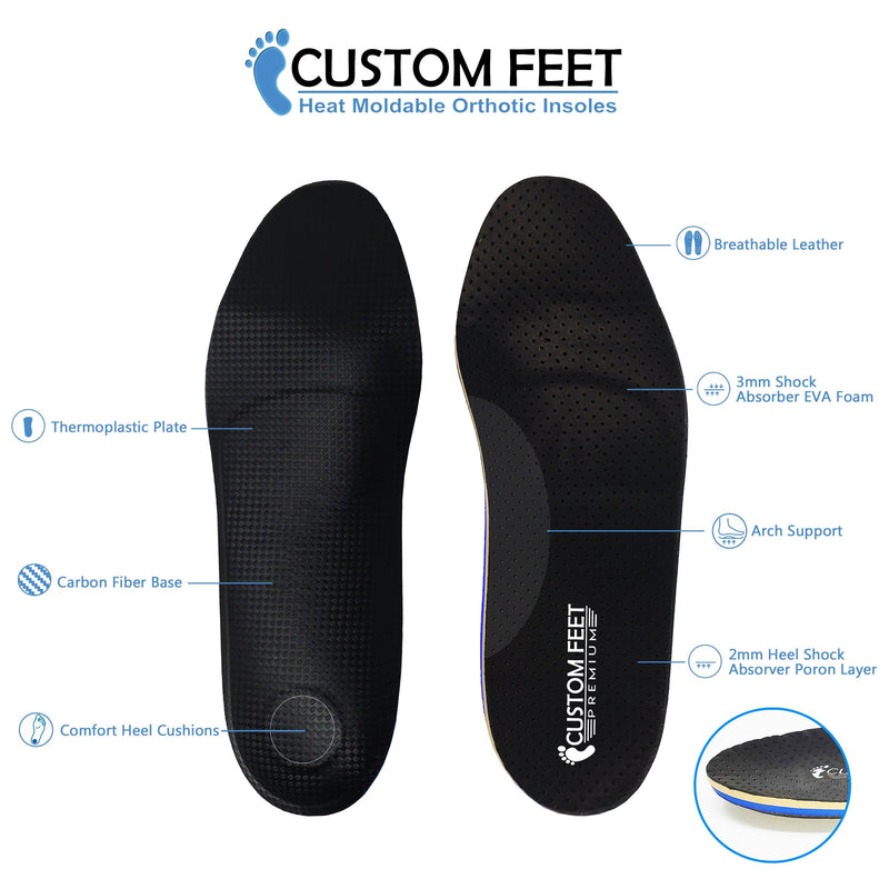 Premium Leather Custom Insoles - Ultra Durable - Custom Feet Insoles